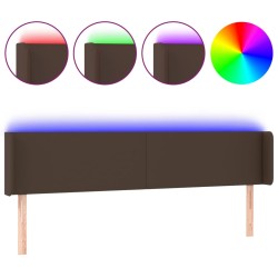 vidaXL Cabecero con LED cuero sintético marrón 163x16x78/88 cm