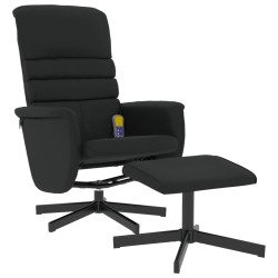 vidaXL Sillón reclinable masaje con reposapiés cuero sintético negro