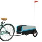 vidaXL Remolque para bicicleta hierro negro y azul 30 kg vidaXL Remolque para bicicleta hierro negro y azul 30 kg