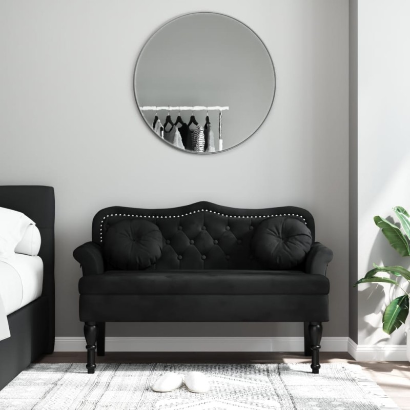 vidaXL Banco con cojines terciopelo negro 120,5x65x75 cm