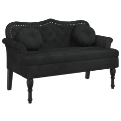 vidaXL Banco con cojines terciopelo negro 120,5x65x75 cm