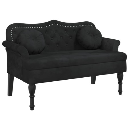 vidaXL Banco con cojines terciopelo negro 120,5x65x75 cm