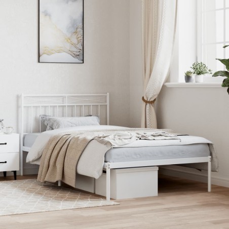 vidaXL Estructura de cama de metal con cabecero blanco 100x200 cm