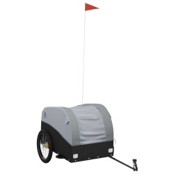 vidaXL Remolque para bicicleta hierro negro y gris 45 kg