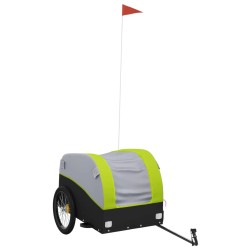 vidaXL Remolque para bicicleta hierro negro y verde 45 kg