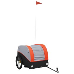 vidaXL Remolque para bicicleta hierro negro y naranja 45 kg