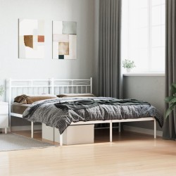 vidaXL Estructura de cama de metal con cabecero blanca 150x200 cm