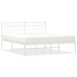 vidaXL Estructura de cama de metal con cabecero blanca 150x200 cm