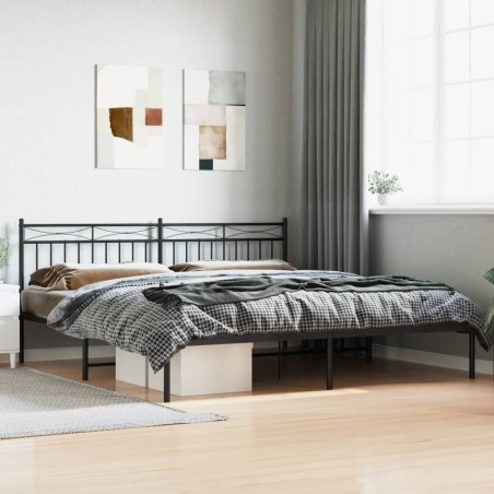 vidaXL Estructura de cama con cabecero metal negro 200x200 cm