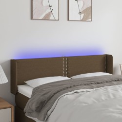 vidaXL Cabecero con LED de tela marrón oscuro 147x16x78/88 cm