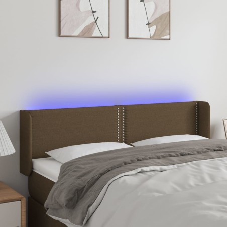 vidaXL Cabecero con LED de tela marrón oscuro 147x16x78/88 cm