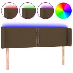 vidaXL Cabecero con LED de tela marrón oscuro 147x16x78/88 cm
