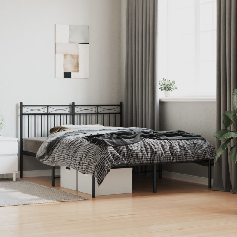 vidaXL Estructura de cama con cabecero metal negro 140x190 cm vidaXL Estructura de cama con cabecero metal negro 140x190 cm