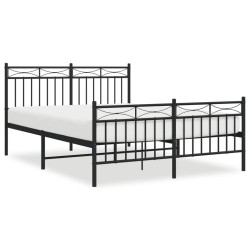 vidaXL Estructura de cama cabecero y pie de cama metal negro 140x190cm