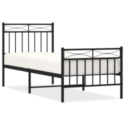 vidaXL Estructura de cama con cabecero y estribo metal negro 80x200 cm