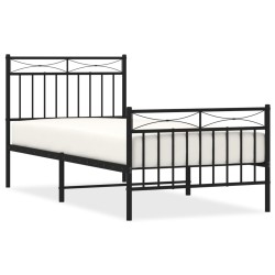 vidaXL Estructura de cama con cabecero y estribo metal negro 90x200 cm