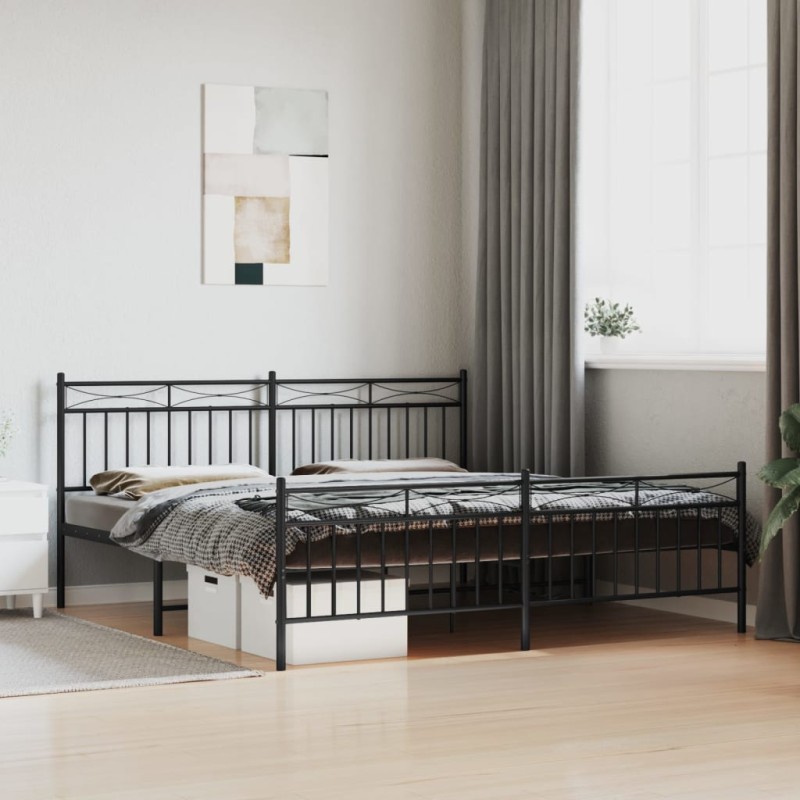 vidaXL Estructura de cama cabecero y pie de cama metal negro 183x213cm vidaXL Estructura de cama cabecero y pie de cama metal negro 183x213cm