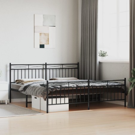 vidaXL Estructura de cama cabecero y pie de cama metal negro 183x213cm