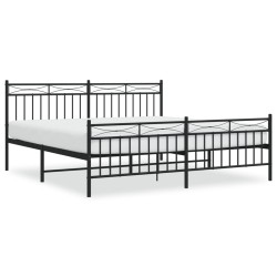 vidaXL Estructura de cama cabecero y pie de cama metal negro 183x213cm