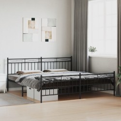 vidaXL Estructura de cama cabecero y pie de cama metal negro 200x200cm