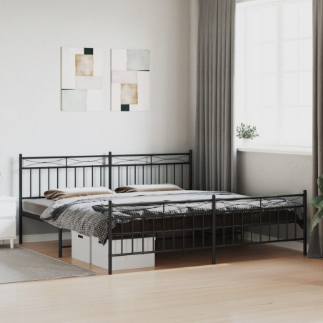 vidaXL Estructura de cama cabecero y pie de cama metal negro 200x200cm