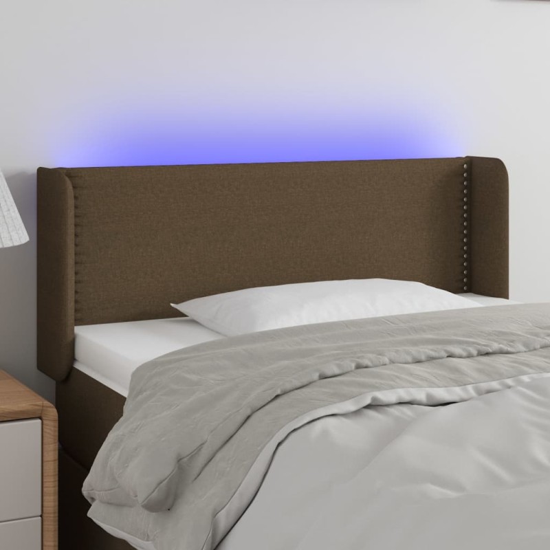 vidaXL Cabecero con LED de tela marrón oscuro 93x16x78/88 cm vidaXL Cabecero con LED de tela marrón oscuro 93x16x78/88 cm