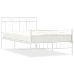 vidaXL Estructura cama metal con cabecero y pie cama blanca 107x203 cm