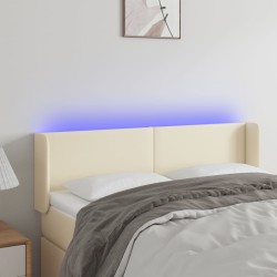 vidaXL Cabecero con LED cuero sintético crema 147x16x78/88 cm