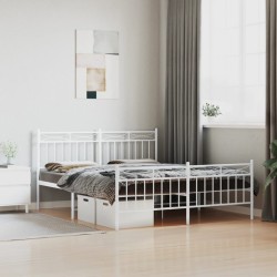 vidaXL Estructura cama metal con cabecero y estribo blanco 160x200 cm