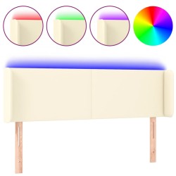 vidaXL Cabecero con LED cuero sintético crema 147x16x78/88 cm