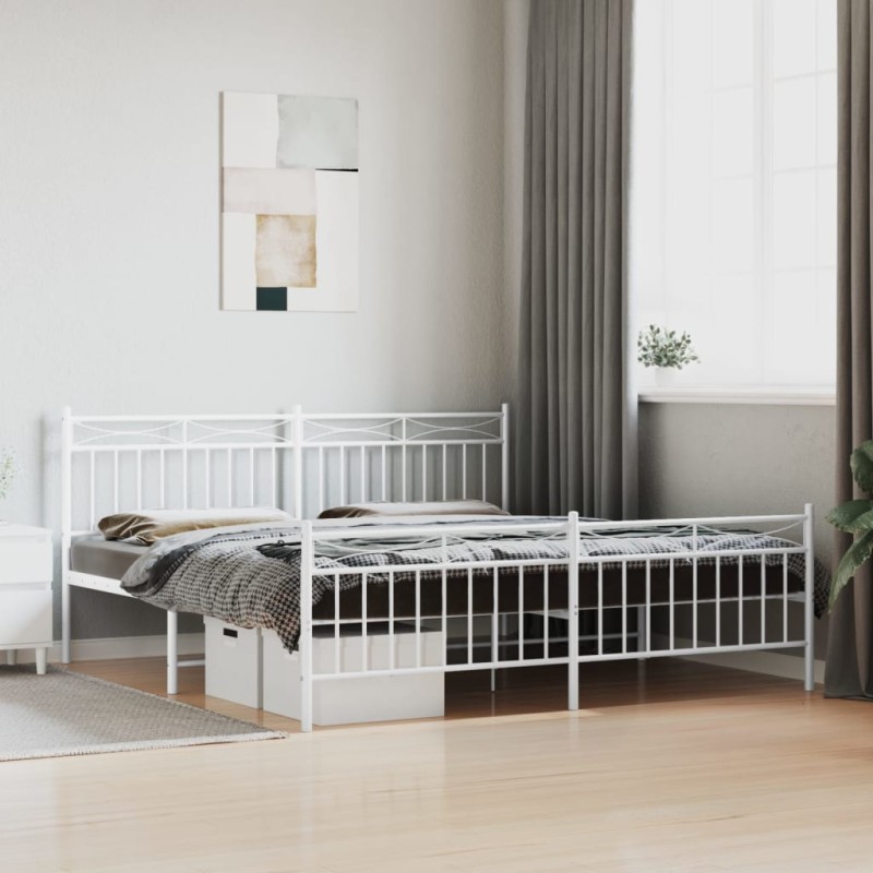 vidaXL Estructura cama metal con cabecero y pie cama blanco 183x213 cm