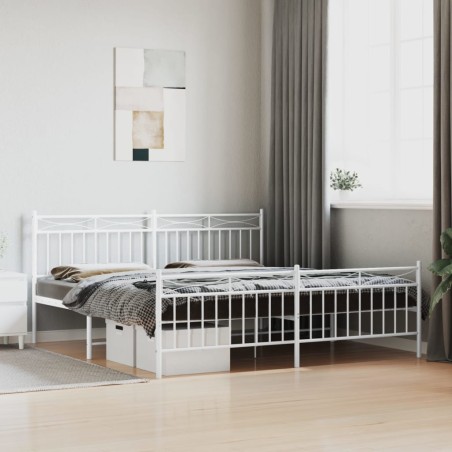 vidaXL Estructura cama metal con cabecero y pie cama blanco 183x213 cm