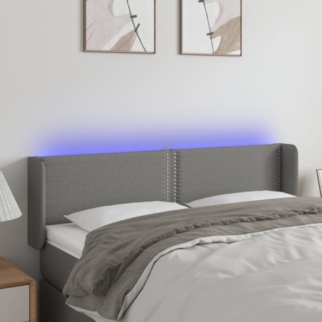 vidaXL Cabecero con LED de tela gris oscuro 147x16x78/88 cm