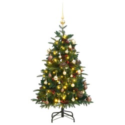 vidaXL Árbol de Navidad artificial con bisagras 150 LED y bolas 150 cm