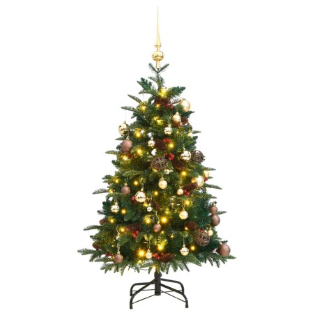 vidaXL Árbol de Navidad artificial con bisagras 150 LED y bolas 150 cm