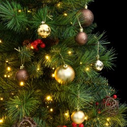 vidaXL Árbol de Navidad artificial con bisagras 150 LED y bolas 150 cm