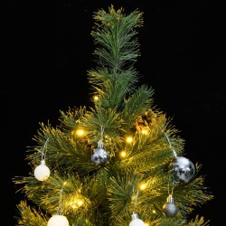 vidaXL Árbol de Navidad artificial con bisagras 150 LED y bolas 150 cm