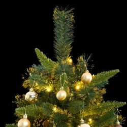 vidaXL Árbol de Navidad artificial con bisagras 300 LED y bolas 180 cm