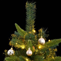 vidaXL Árbol de Navidad artificial con bisagras 300 LED y bolas 210 cm