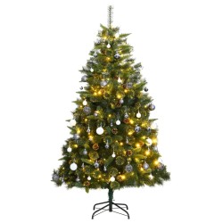 vidaXL Árbol de Navidad artificial con bisagras 300 LED y bolas 240 cm