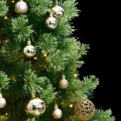 vidaXL Árbol de Navidad artificial con bisagras 300 LED y bolas 180 cm