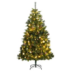 vidaXL Árbol de Navidad artificial con bisagras 300 LED y bolas 240 cm