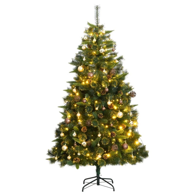 vidaXL Árbol de Navidad artificial con bisagras 300 LED y bolas 240 cm