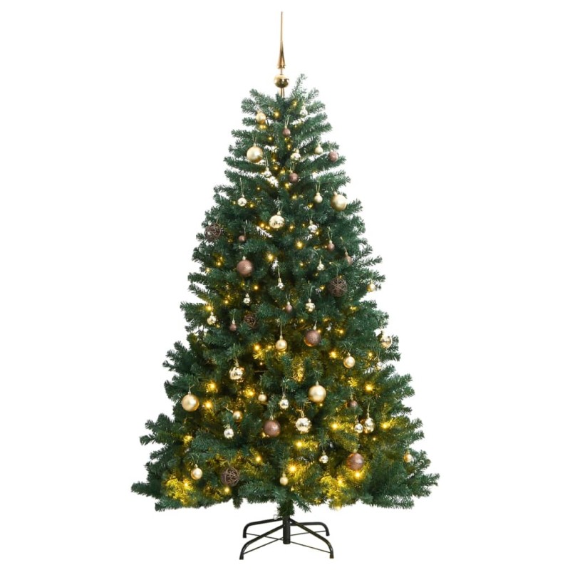 vidaXL Árbol de Navidad artificial con bisagras 300 LED y bolas 240 cm vidaXL Árbol de Navidad artificial con bisagras 300 LED y bolas 240 cm