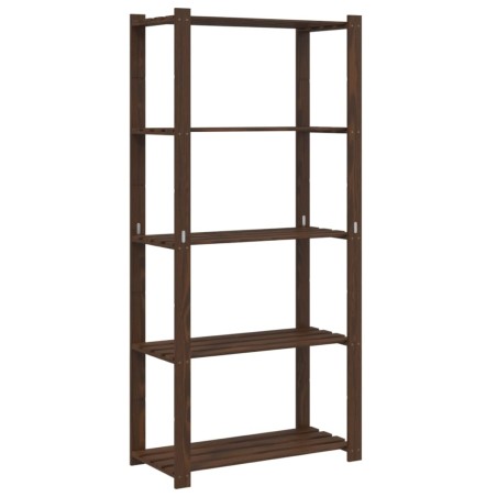 vidaXL Estantería de 5 niveles madera maciza pino marrón 80x38x170 cm