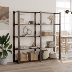 vidaXL Estantería de 5 niveles madera maciza pino negro 170x38x170 cm