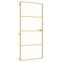 vidaXL Puerta de interior dorada vidrio templado y aluminio 93x201,5cm