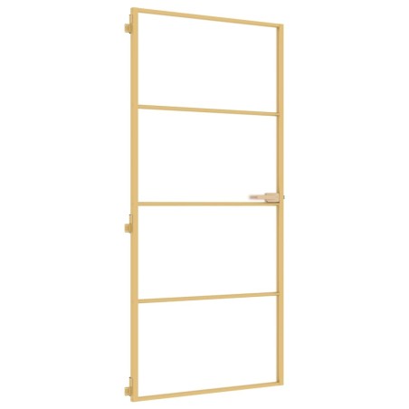 vidaXL Puerta de interior dorada vidrio templado y aluminio 93x201,5cm