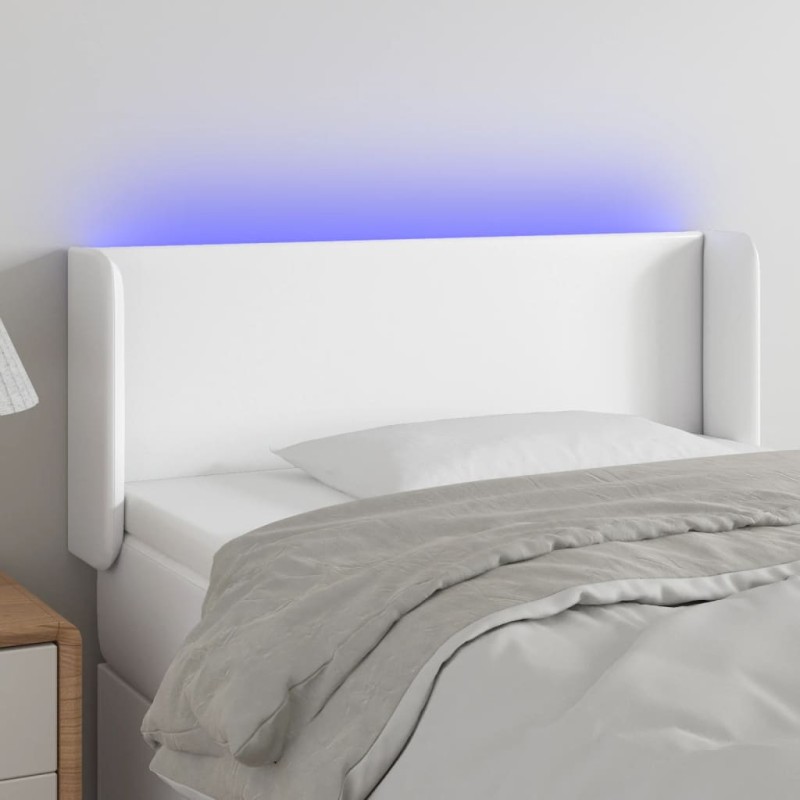 vidaXL Cabecero con LED cuero sintético blanco 103x16x78/88 cm vidaXL Cabecero con LED cuero sintético blanco 103x16x78/88 cm