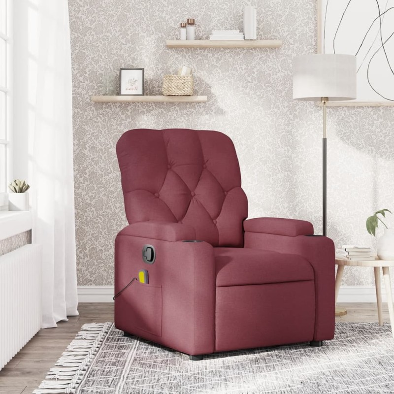 vidaXL Sillón de masaje reclinable de tela color vino tinto vidaXL Sillón de masaje reclinable de tela color vino tinto